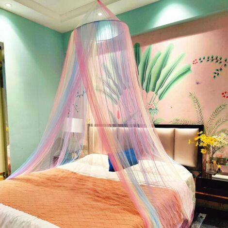 Baldaquin de lit Arc-en-Ciel pour Filles, moustiquaire Facile à Installer, baldaquin de Princesse pour décorer la Chambre des Enfants