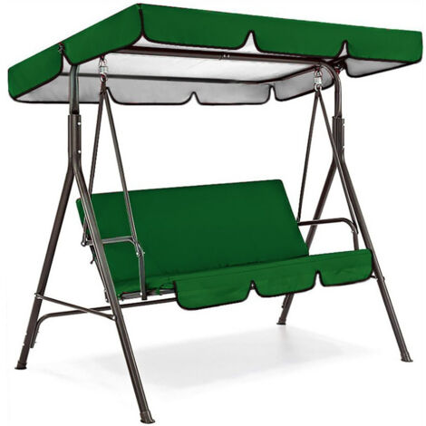 Baldaquin extérieur pour hamac et siège de jardin – Housse imperméable et anti-UV en polyester 210D argenté – Kit complet (hamac 195 x 125 x 15 cm + siège 150 x 50 x 10 cm) – Vert-lsw