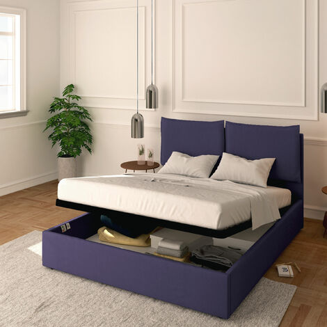 Baldiflex Letto Contenitore Matrimoniale 160x200 Licia in Tessuto con Rete a Doghe colore Viola Purple