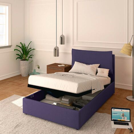 Baldiflex Letto Contenitore Piazza e mezzo 120x190 Licia in Tessuto con Rete a Doghe colore Viola Purple