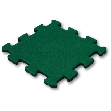 Baldosa de caucho 50 mm - Puzzle 50x50 cm - Verde - Pieza central