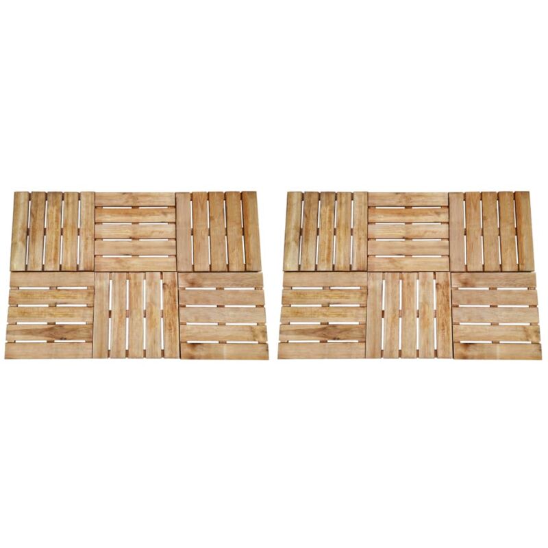

vidaXL Baldosa de porche 12 unidades madera marrón 50x50 cm - Marrón