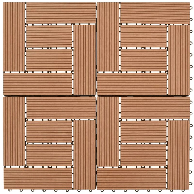

Baldosa de porche WPC marron 11 unidades 30x30 cm