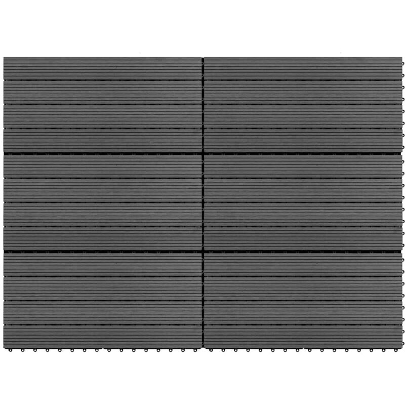 

Baldosas 6 unidades WPC gris 1m² 60x30 cm