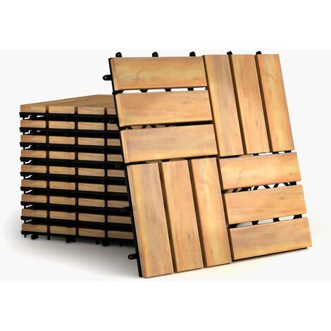 Baldosas de Madera de 30x30cm Juego de 10 Piezas Suelo de Madera para Exteriro Terraza Jardín Patio