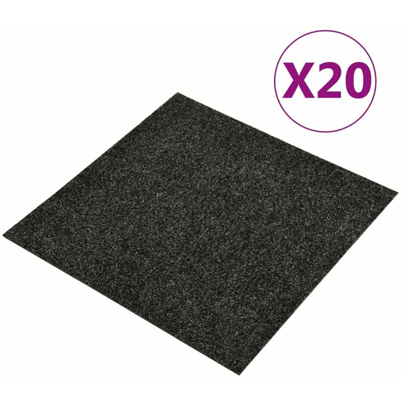 

Happyshopping - Baldosas de moqueta de suelo 20 unidades 5 m2 negro