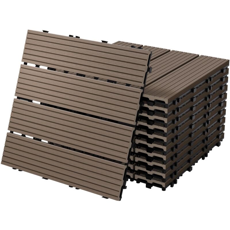 

Baldosas de patio WPC azulejos 30x30cm aspecto de madera suelo marrón oscuro 1m²