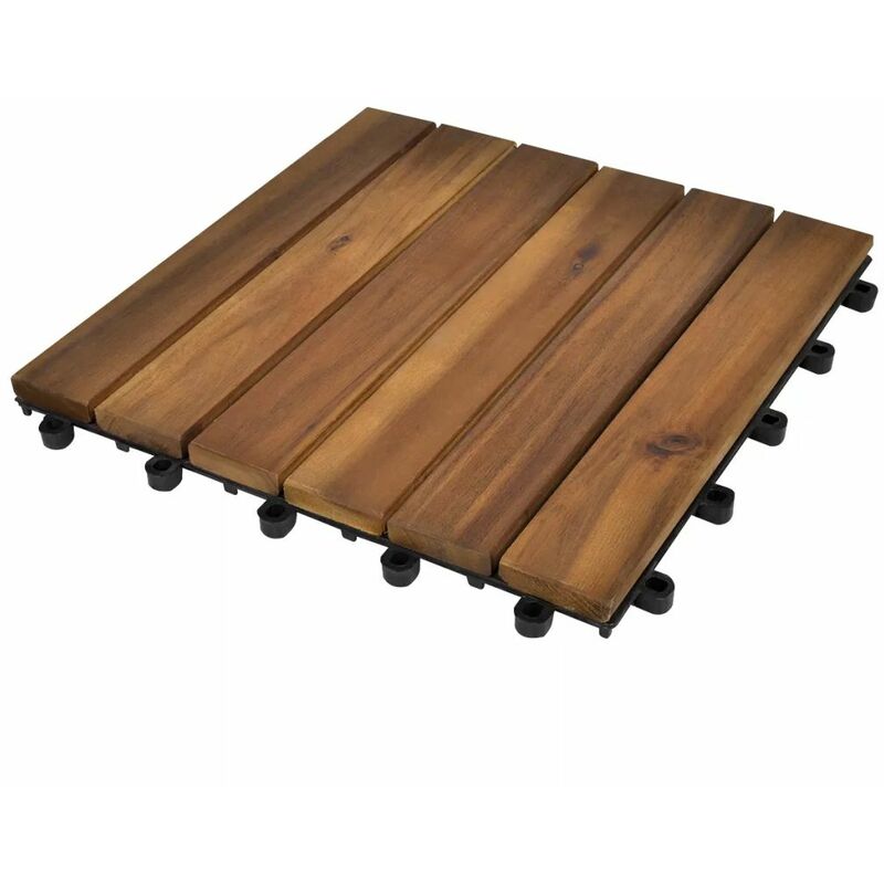 

Baldosas de porche 10 piezas acacia patron vertical 30x30 cm