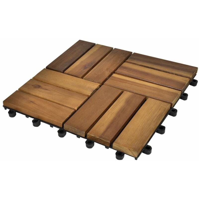 

Baldosas de porche de acacia 10 piezas 30x30 cm