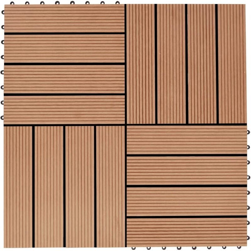 

vidaXL Baldosas de porche de WPC 30x30 cm 1 m² color teca 11 unidades - Marrón