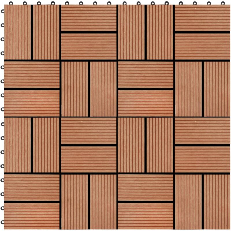 

vidaXL Baldosas de porche de WPC 30x30 cm 1 m² color teca 11 unidades - Marrón