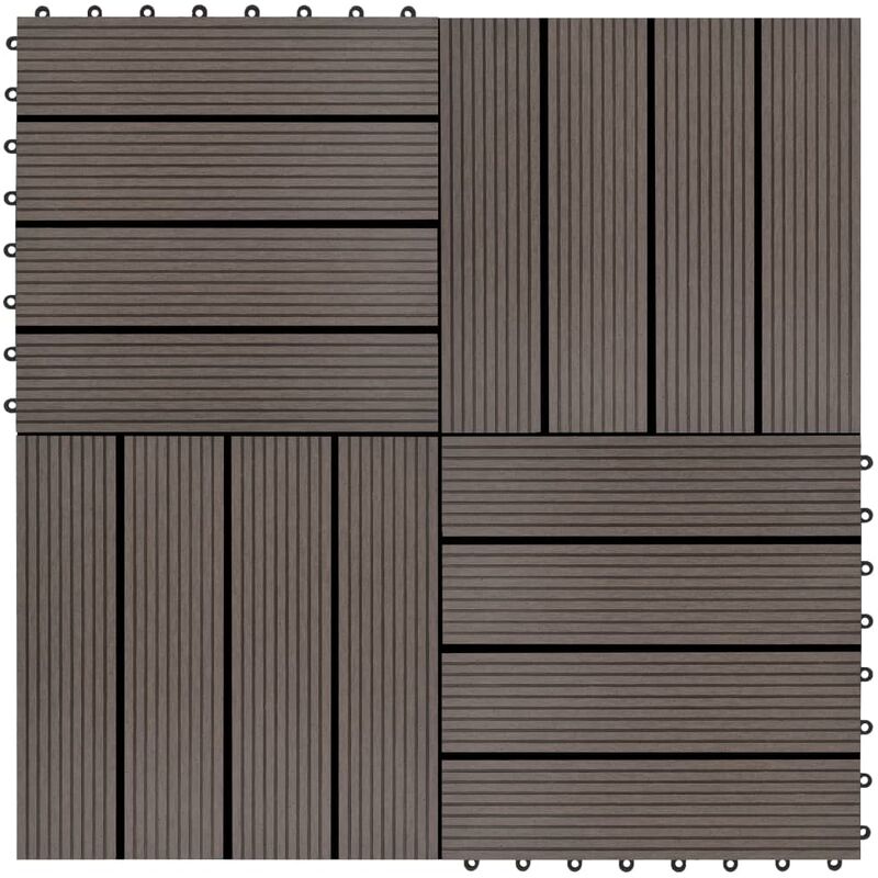 

Baldosas de porche de WPC 30x30 cm 1 m² marrón oscuro 11 uds