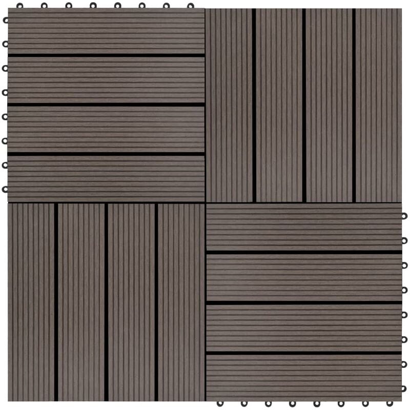 

vidaXL Baldosas de porche de WPC 30x30 cm 1 m² marrón oscuro 11 uds - Marrón