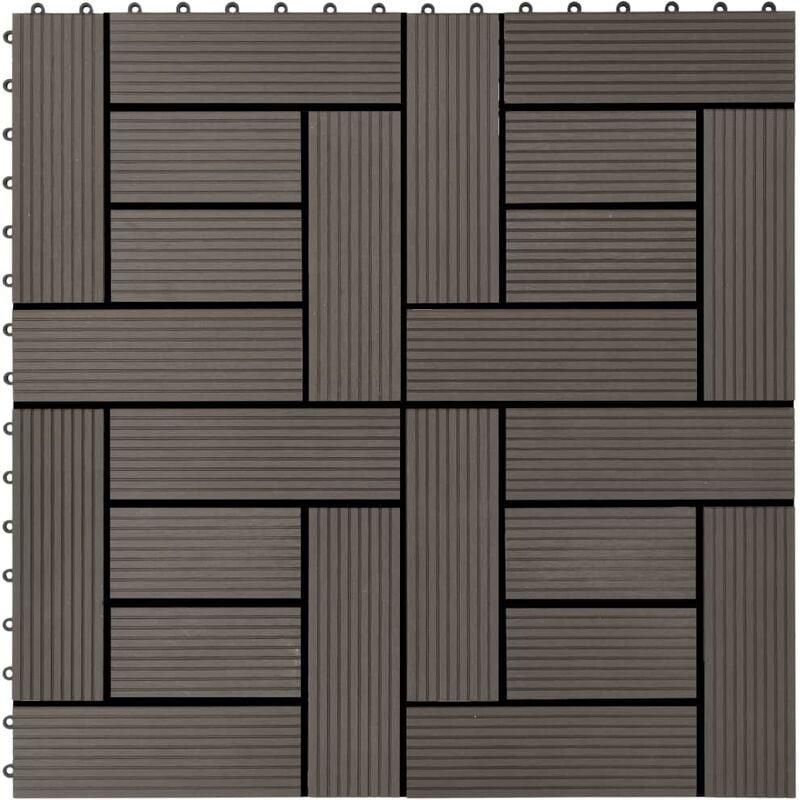 

vidaXL Baldosas de porche de WPC 30x30 cm 1 m² marrón oscuro 11 uds - Marrón