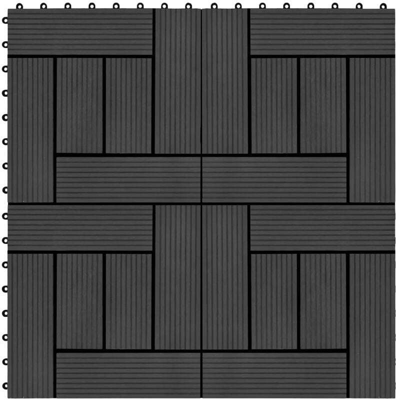 

Baldosas de porche de WPC 30x30 cm 1 m² negro 11 unidades