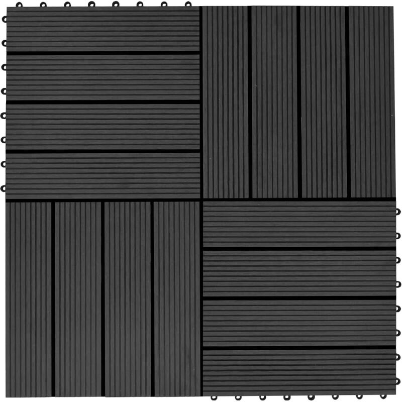 

vidaXL Baldosas de porche de WPC 30x30 cm 1 m² negro 11 unidades - Negro