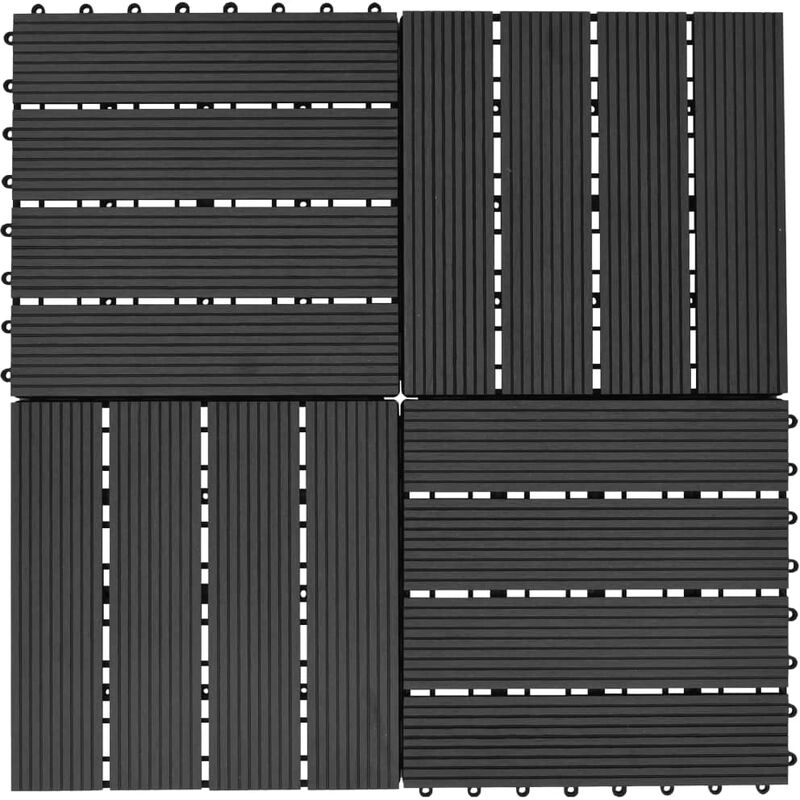 

Baldosas de porche de WPC 30x30 cm 1 m2 negro 11 unidades