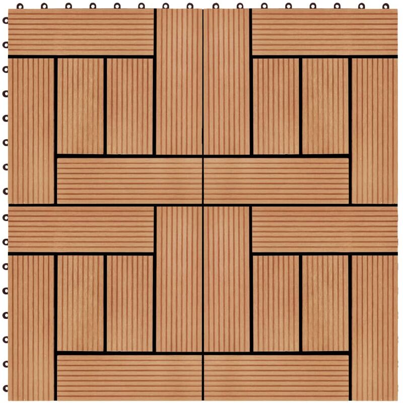 

vidaXL Baldosas de porche de WPC 30x30 cm 2 m² color teca 22 unidades - Marrón