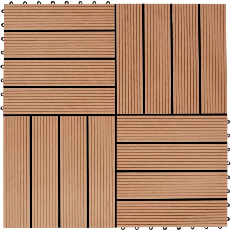 

vidaXL Baldosas de porche de WPC 30x30 cm 2 m² color teca 22 unidades - Marrón