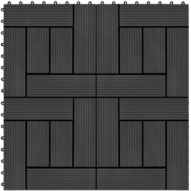 

Baldosas de porche de WPC 30x30 cm 2 m² negro 22 unidades