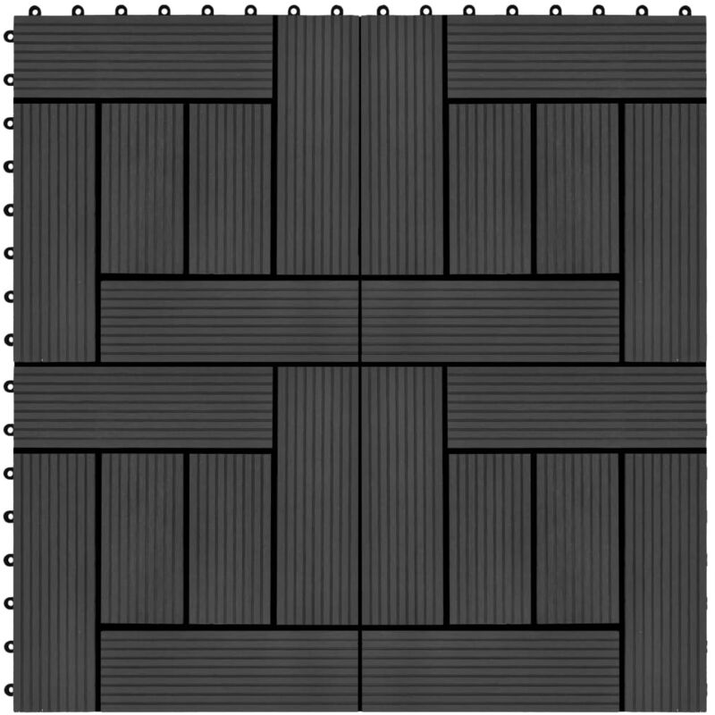 

vidaXL Baldosas de porche de WPC 30x30 cm 2 m² negro 22 unidades - Negro