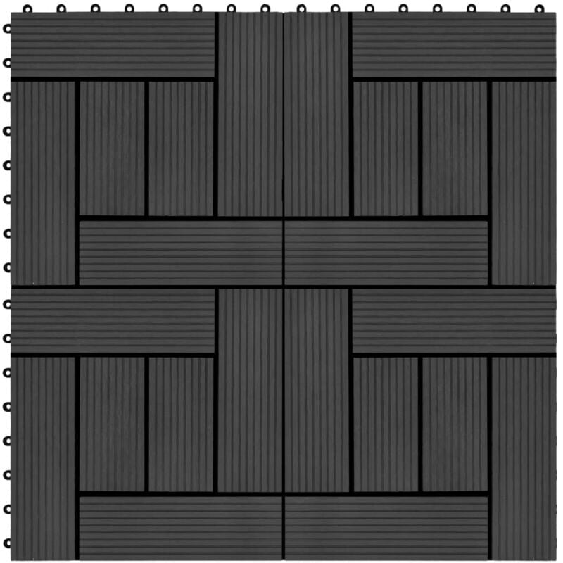 

Baldosas de porche de WPC 30x30 cm 2 m2 negro 22 unidades
