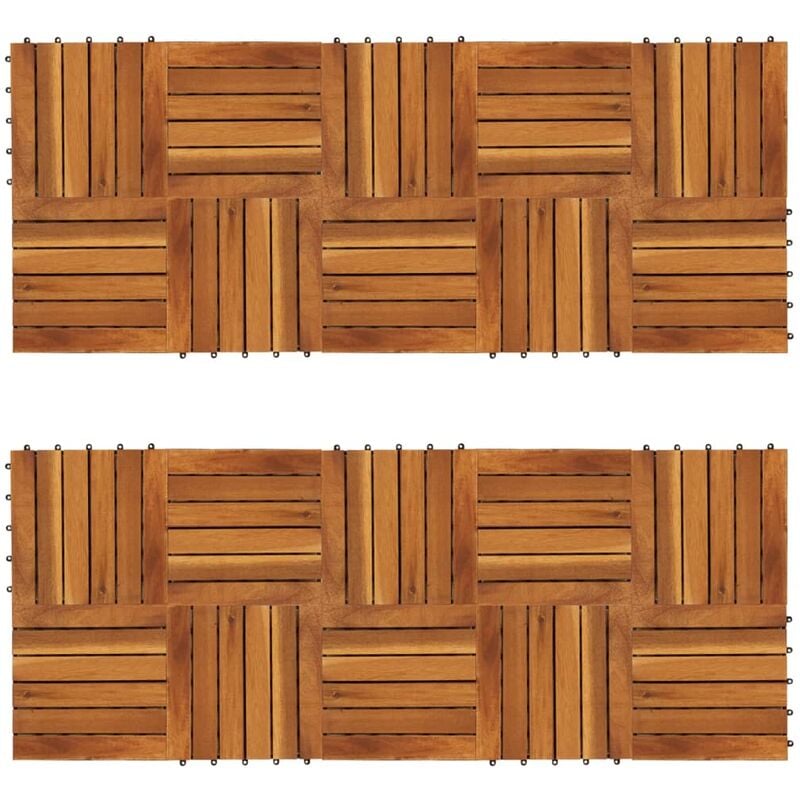 

Baldosas de porche patrón vertical 20 piezas acacia 30x30 cm - Marrón