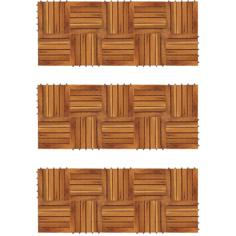 

Baldosas de porche patrón vertical 30 piezas acacia 30x30 cm - Marrón
