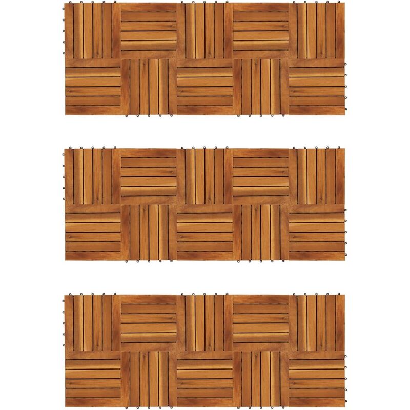 

Baldosas de porche patrón vertical 30 piezas acacia 30x30 cm