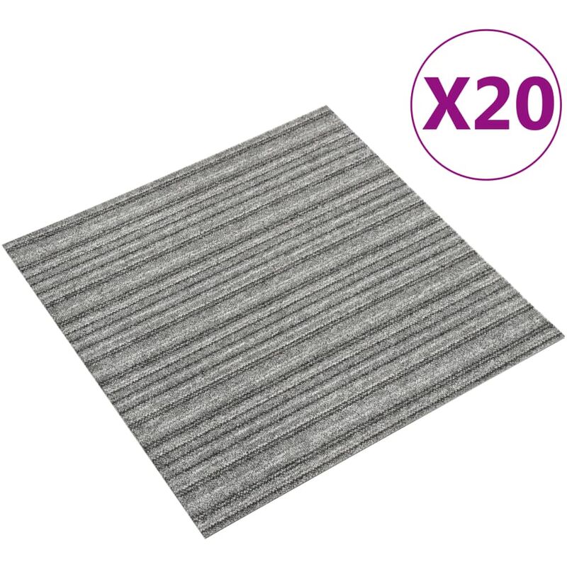 

Baldosas de suelo de moqueta 20 uds 5 m² 50x50 cm rayas gris - Gris