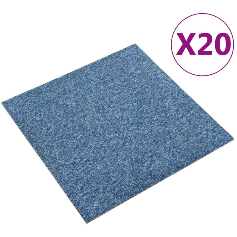 

Baldosas de suelo de moqueta 20 uds 5 m² 50x50 cm azul