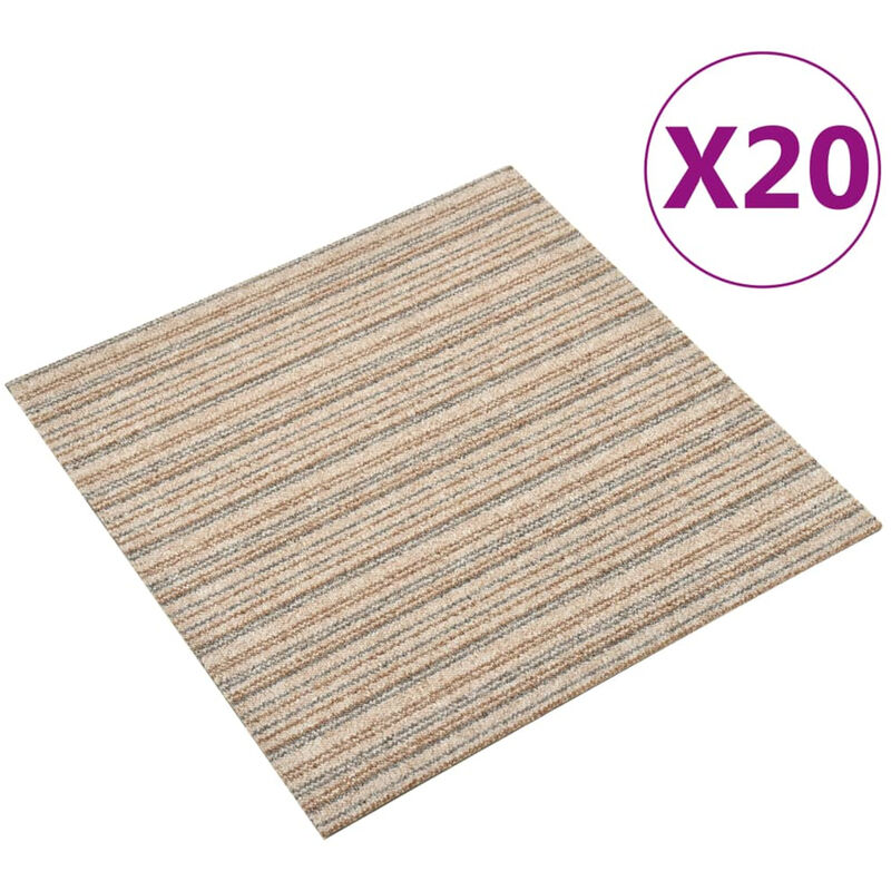 

Baldosas de suelo de moqueta 20 uds 5 m² 50x50 cm beige rayado