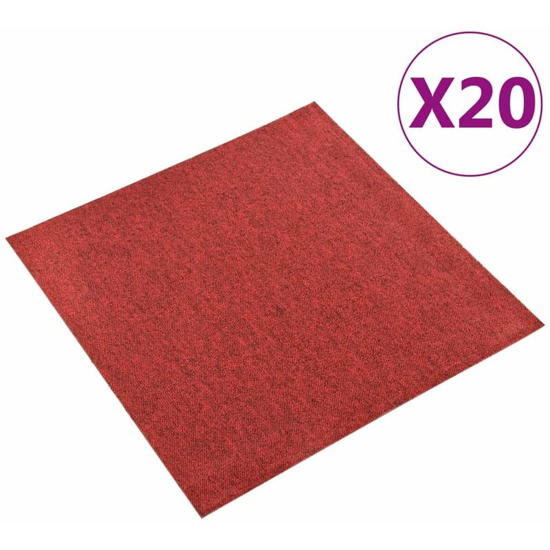 

Baldosas de suelo de moqueta 20 uds 5 m2 50x50 cm rojo