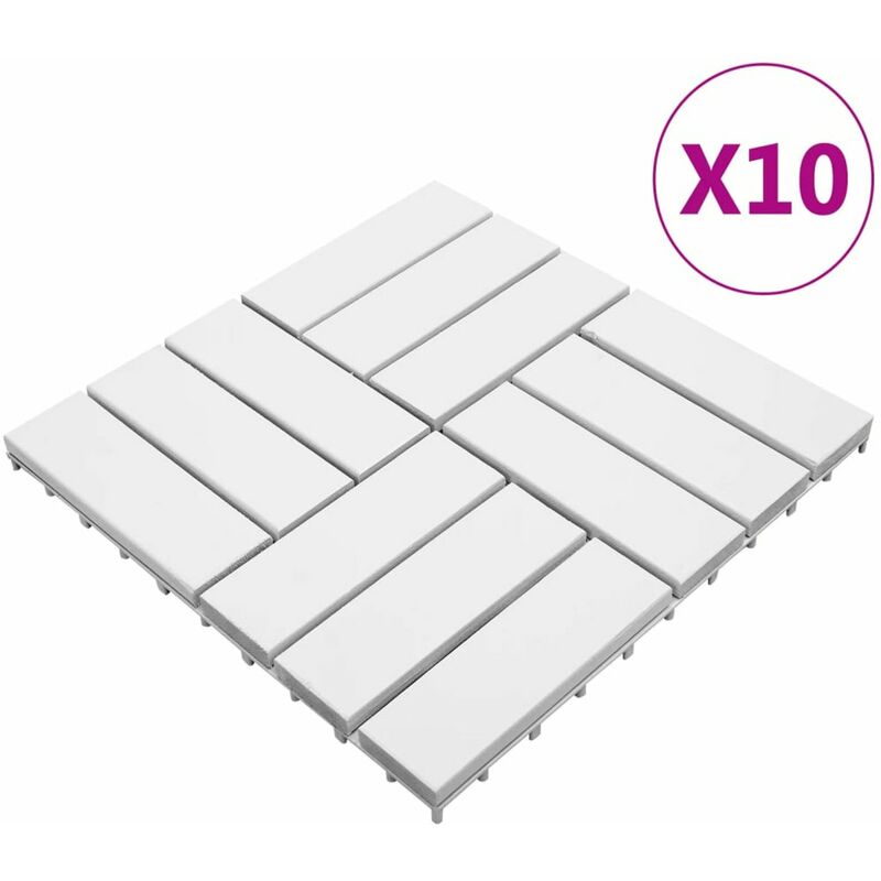 

Baldosas de terraza 10 uds blanco madera acacia maciza 30x30 cm