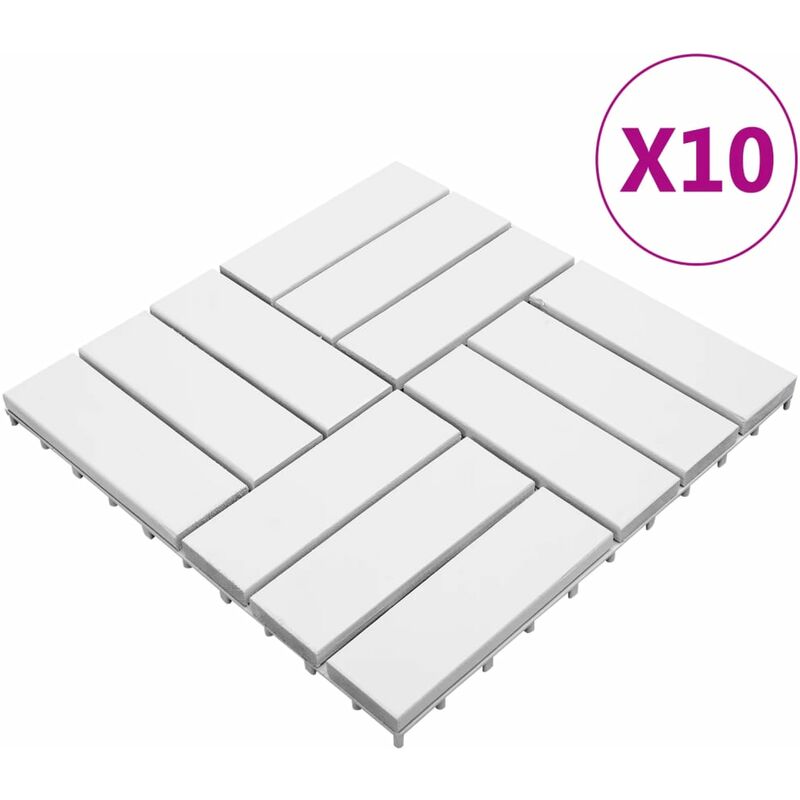 

Baldosas de terraza 10 uds blanco madera acacia maciza 30x30 cm