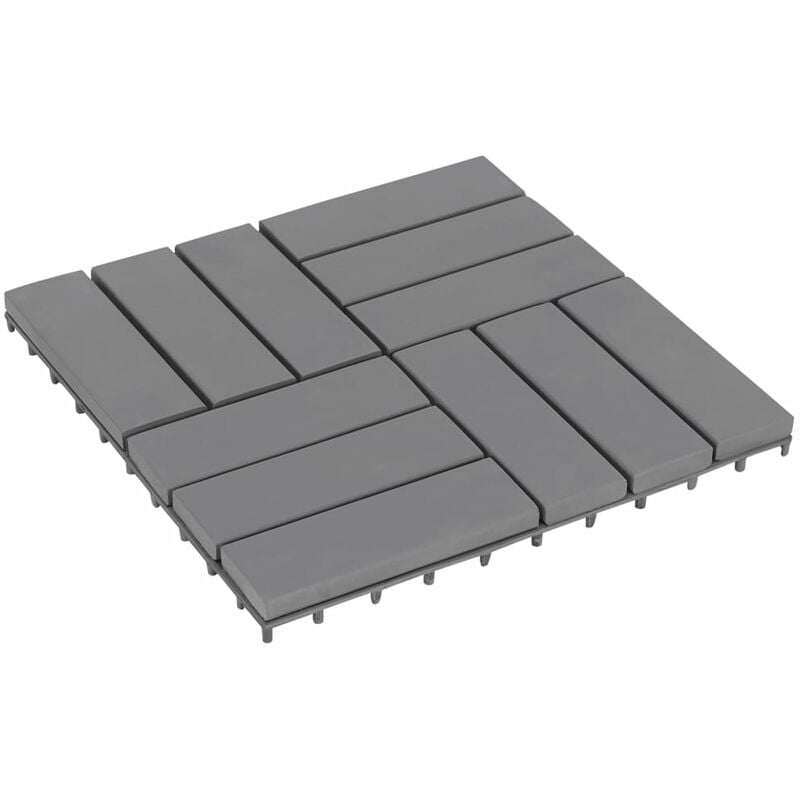 

Baldosas de terraza 10 uds gris madera maciza acacia 30x30 cm