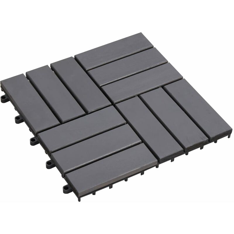 

Baldosas de terraza 10 uds gris madera maciza acacia 30x30 cm