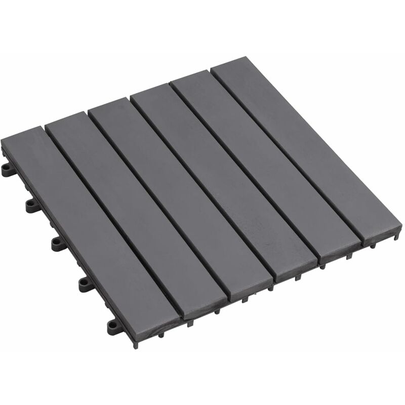 

Baldosas de terraza 10 uds gris madera maciza acacia 30x30 cm