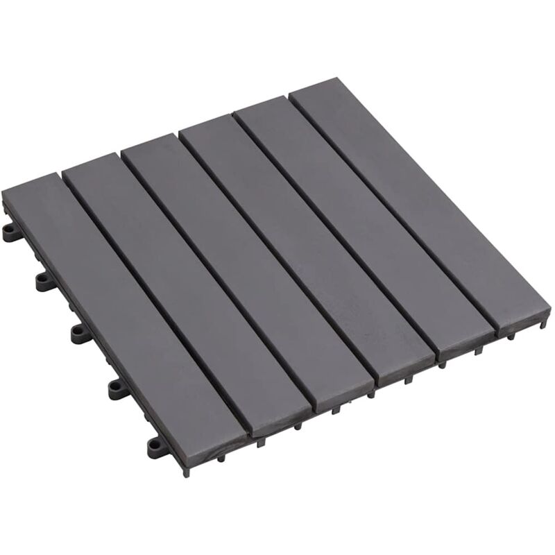 

vidaXL Baldosas de terraza 10 uds gris madera maciza acacia 30x30 cm - Gris