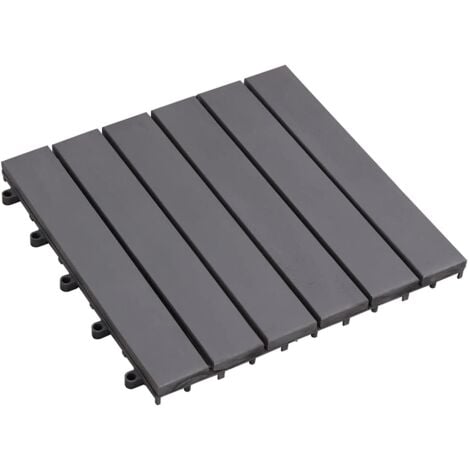 Baldosas de terraza 10 uds gris madera maciza acacia 30x30 cm