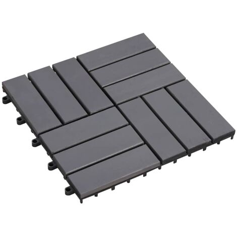 Baldosas de terraza 10 uds gris madera maciza acacia 30x30 cm