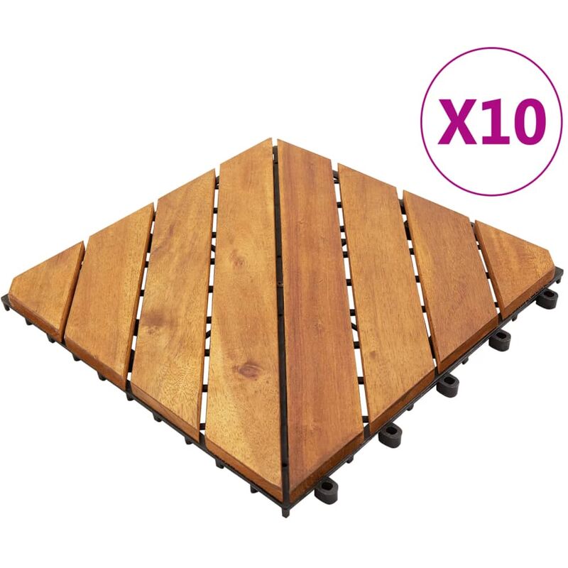 

Baldosas de terraza 10 uds madera de acacia maciza 30x30 cm