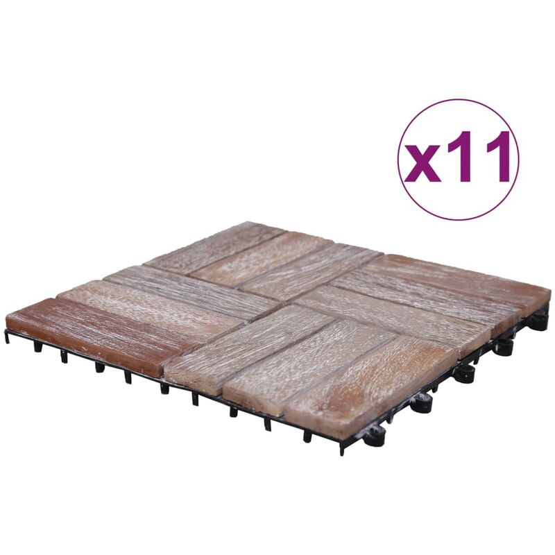 

Baldosas de terraza 11 uds madera maciza reciclada 30x30 cm