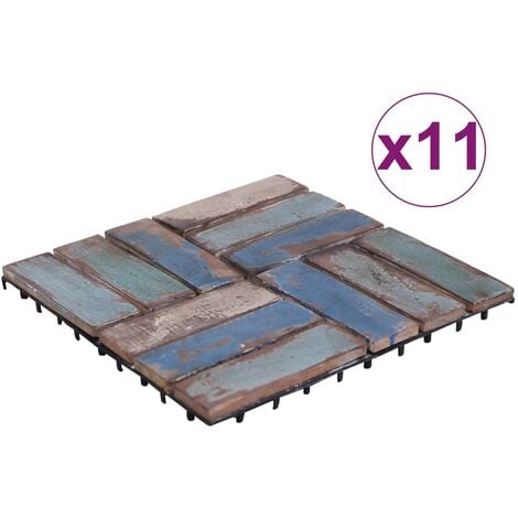 Baldosas de terraza 11 uds madera maciza reciclada 30x30 cm