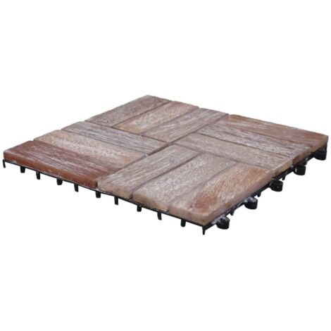 Baldosas de terraza 11 uds madera maciza reciclada 30x30 cm