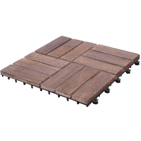 Baldosas de terraza 11 uds madera maciza reciclada 30x30 cm