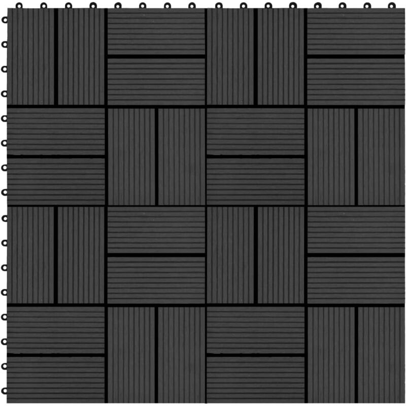 

Baldosas para porche de WPC 30x30 cm 1 m² negro 11 unidades