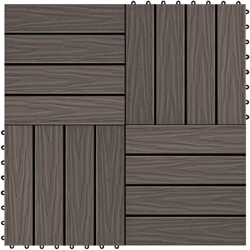 

Baldosas porche relieve profundo WPC 1 m² marrón oscuro 11 uds - Marrón