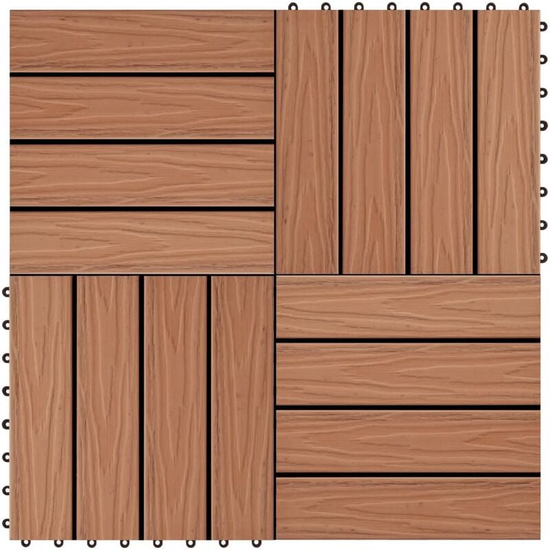 

Baldosas porche relieve profundo WPC 1 m² marrón claro 11 uds