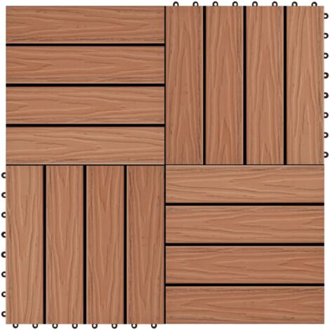 Baldosas porche relieve profundo WPC 1 m² marrón claro 11 uds vidaXL